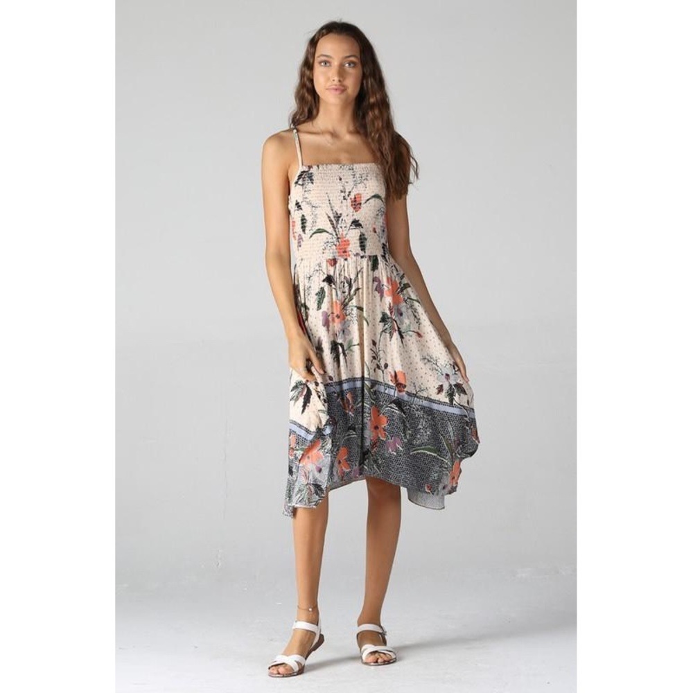 Boho Smocked Bodice Scarf Hem Sundress - Picture 3 of 4